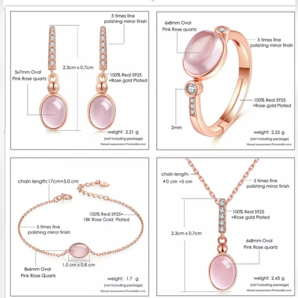 🎁LAST  1 🎁925 RGP Rose Quartz & CZ Oval Earrings - Picture 6 of 6
